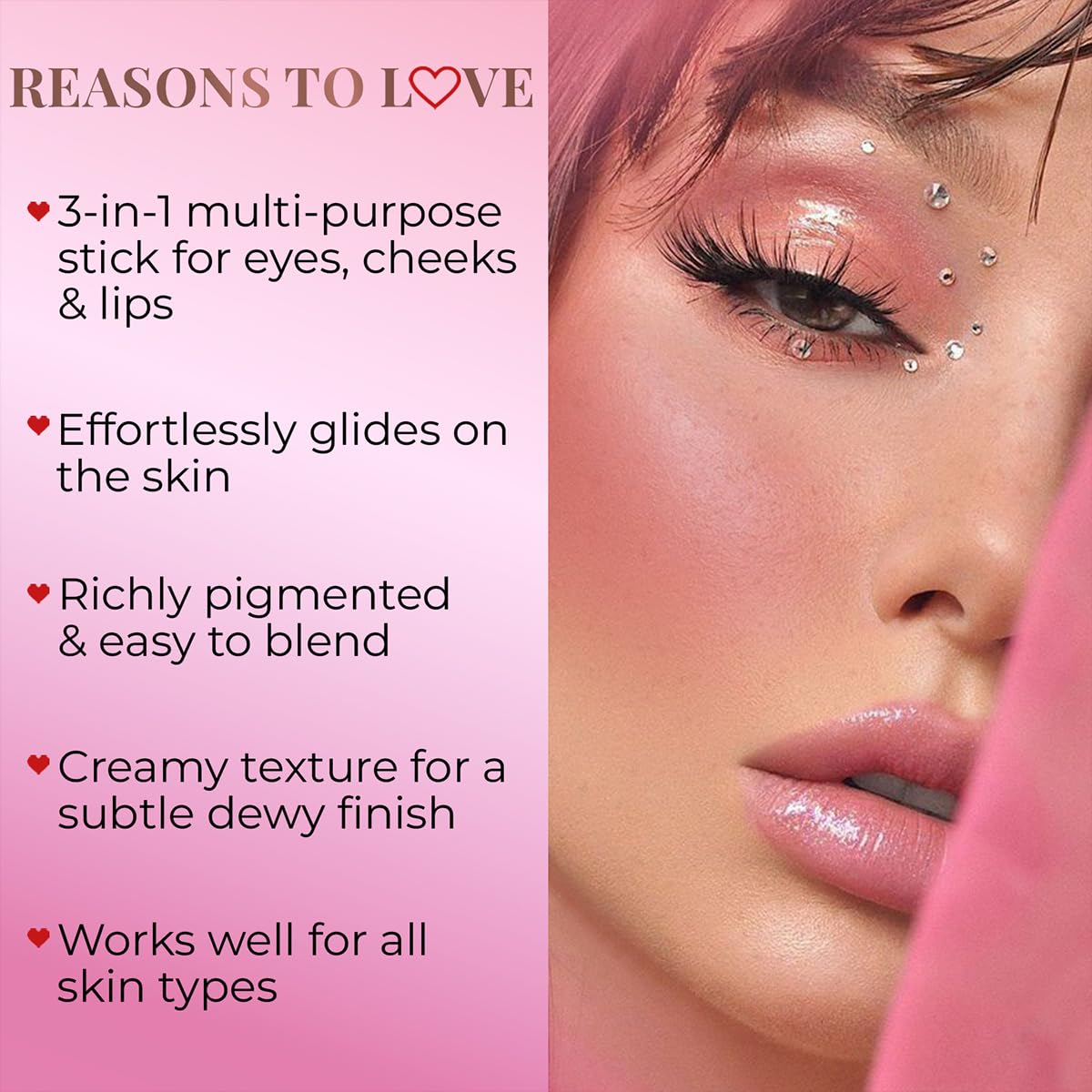 Just Herbs Red Hot Born To Blush Lightweight | Long Stay | Smooth Texture | Moisturises & Hydrates | Dewy Glow Blush Stick with Shea Butter & Cica for Eyes Cheeks and Lips For Women | 14g