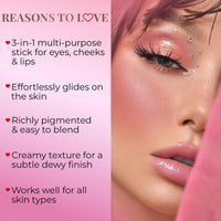 Just Herbs Red Hot Born To Blush Lightweight | Long Stay | Smooth Texture | Moisturises & Hydrates | Dewy Glow Blush Stick with Shea Butter & Cica for Eyes Cheeks and Lips For Women | 14g