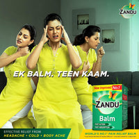 Zandu Balm, 25ml X Pack of 3, Ayurvedic balm for effective relief from Headache, Body Pain, Sprain and Cold