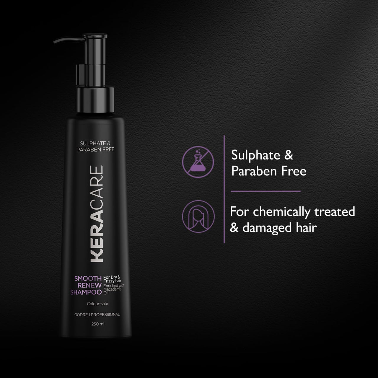 Godrej Professional Keracare Smooth Renew Shampoo | For Unruly Hair | Enriched with Macadamia Oil | 250ml