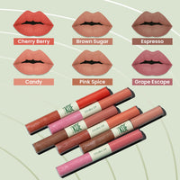 Koe Beauty Double Dip | Espresso & Caramel | Deep Bold Brown Matte Lipstick (2ml) Plus Rich Golden Glaze Buttery Finish Lip Topper (2ml) | Perfect Balance of Color & Shine
