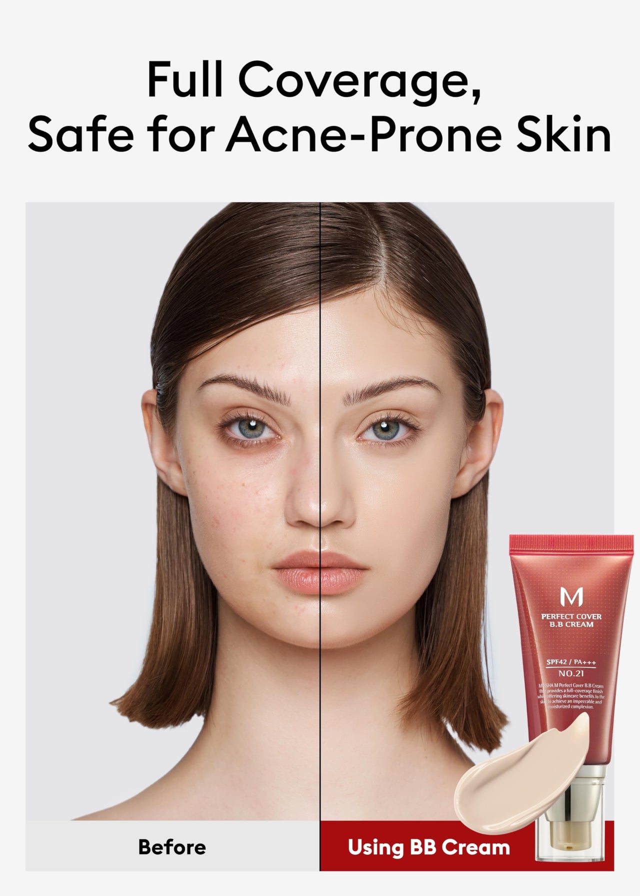 Missha M Perfect Cover BB Cream SPF42 PA+++ - | Matte Finish | All Skin Types I No 21. Light Beige) I 50ml