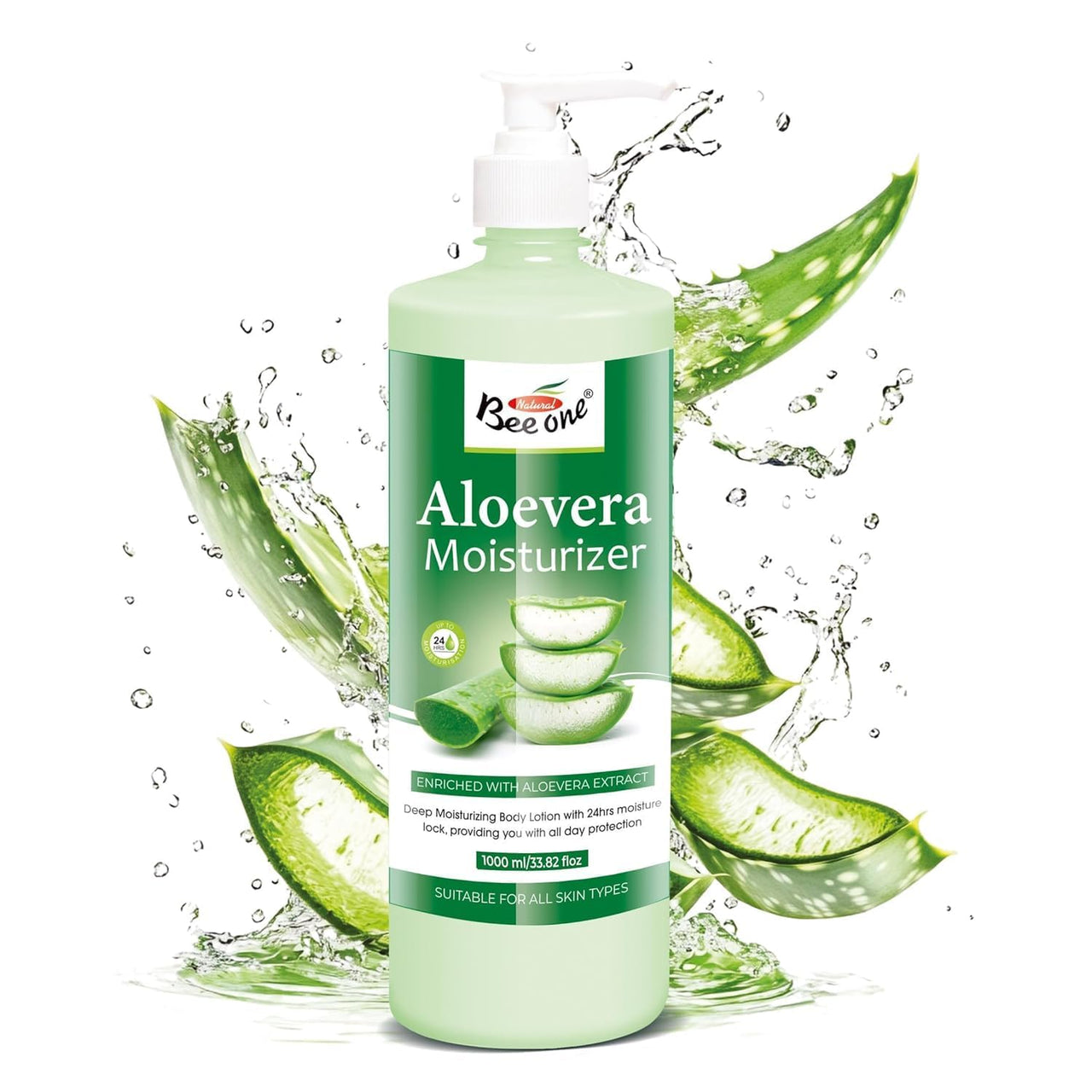 Bee One 24 Hr Aloevera Moisture Lock Body Lotion 1000ml | Hydrating Formula for Soft & Supple Skin, Long-Lasting Moisture & Nourishment | Suitable for all skin types