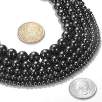 Natural Stone Beads 8mm Hematite Gemstone Round Loose Beads Crystal Energy Stone Healing Power for Jewelry Making DIY,1 Strand 15