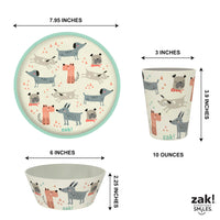 Zak Designs Kids Dinnerware Set 3 Pieces, Durable and Sustainable Melamine Bamboo Plate, Bowl, and Tumbler are Perfect For Dinner Time With Family (Dog) 8