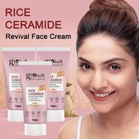 Globus Naturals Rice Ceramide Revival Face Cream, Enriched with Sunflower & Coffee, Ayurvedic Formula, Paraben Free, Gentle & Mild, Suitable For All Skin Types, 50 gm (Pack of 3)