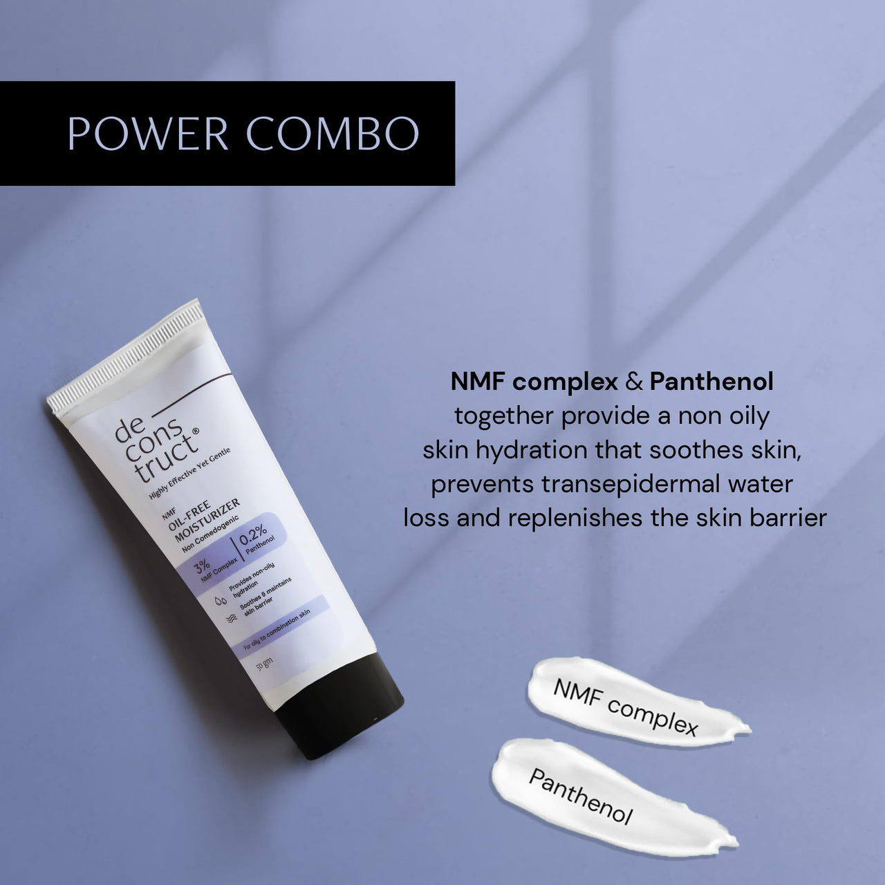 Deconstruct Oil-Free Moisturizer For Oily Skin | 3% NMF Complex + 0.2% Panthenol | Lightweight Gel Moisturizer | For Oily to Combination Skin | 50gm