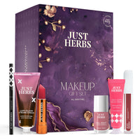 Just Herbs Perfect Gifting Glam Makeup Essentials Eid Gift Set with Blush Drops | Kajal | Ultra Matte Lipstick | Strobe Cream | Liquid Lipstick and Nail Paint for Women 200g