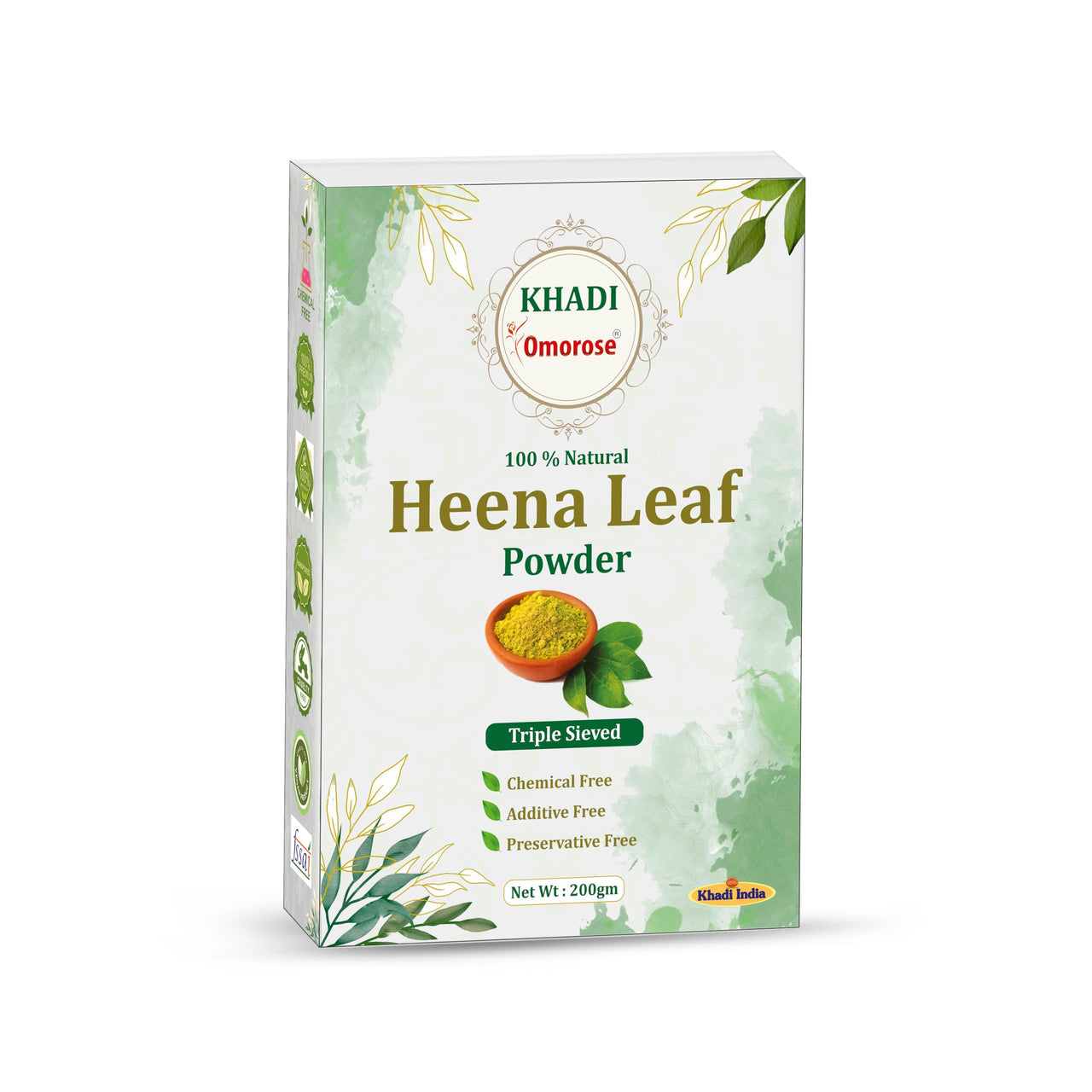 Khadi Omorose Heena (Mehendi) powder for hair color | 200 gram | Natural | Triple Sieved | Resealable Stand Zipper Pouch