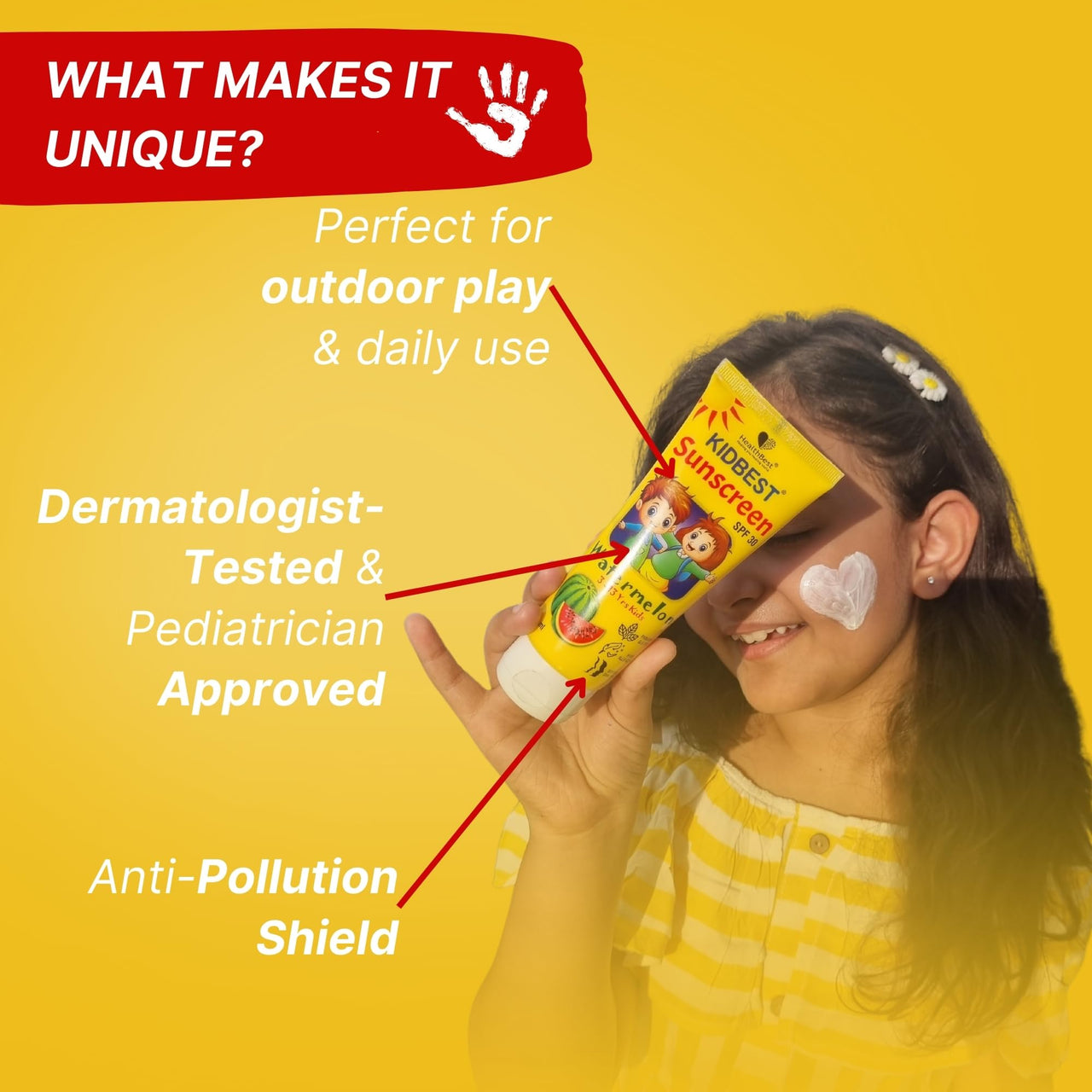 HealthBest Kids Spf 30 Sunscreen For All Skin Type Lotion - Water Resistant, Gentle Formula - 100Ml - Protects Delicate Skin