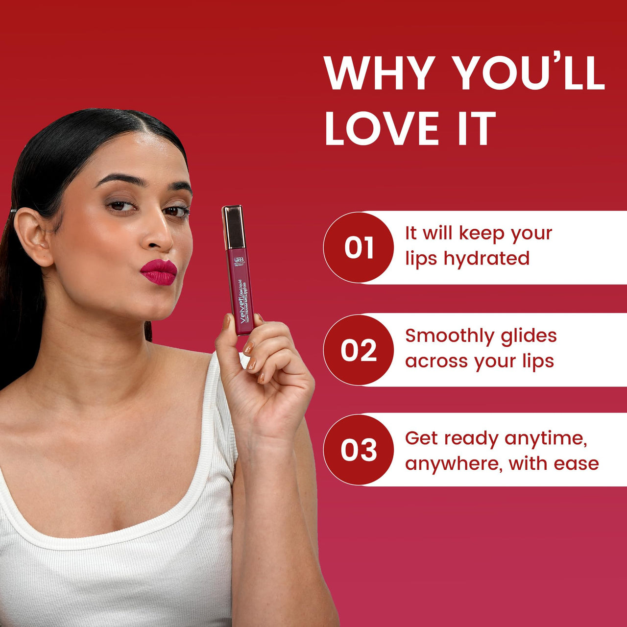Beauty Berry Velvet Matte Non Transfer Liquid Lipstick | Ultra Smooth Long Lasting Liquid Matte Lipstick | Water & Smudge Proof Lipstick for Women (Rich Rose)