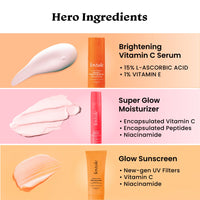 Foxtale Unstoppable Glow Combo | SPF 50 Sunscreen, Vitamin C Serum & Super Glow Moisturizer | Brightens Skin, Fades Dark Spots & Reduces Pigmentation | Vitamin C, Niacinamide & Peptides | Hydrating, Non-Sticky, Lightweight | For All Skin Types