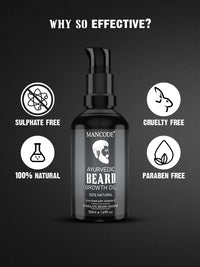 Mancode Ayurvedic Beard & Hair Growth Oil, 50ml | Natural hair oil for Thicker & Longer Beard | Beard Oil for uneven, patchy & Fast Beard Growth | 100% Natural