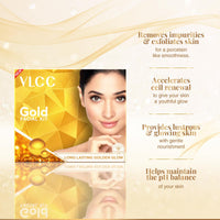 VLCC Gold Facial Kit, Bright & Glowing Skin - 60g and VLCC Insta Glow Gold Bleach - 30g | For Instant Fairness & Glowing Skin with Gold, and Turmeric.