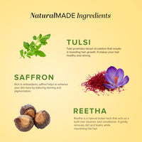 Khadi Natural Saffron, Tulsi & Reetha Hair Cleanser | Dandruff-Free, Thick Hair Care | Strengthens Roots, Adds Volume | No Sulphates | For all hair types | 210 ml