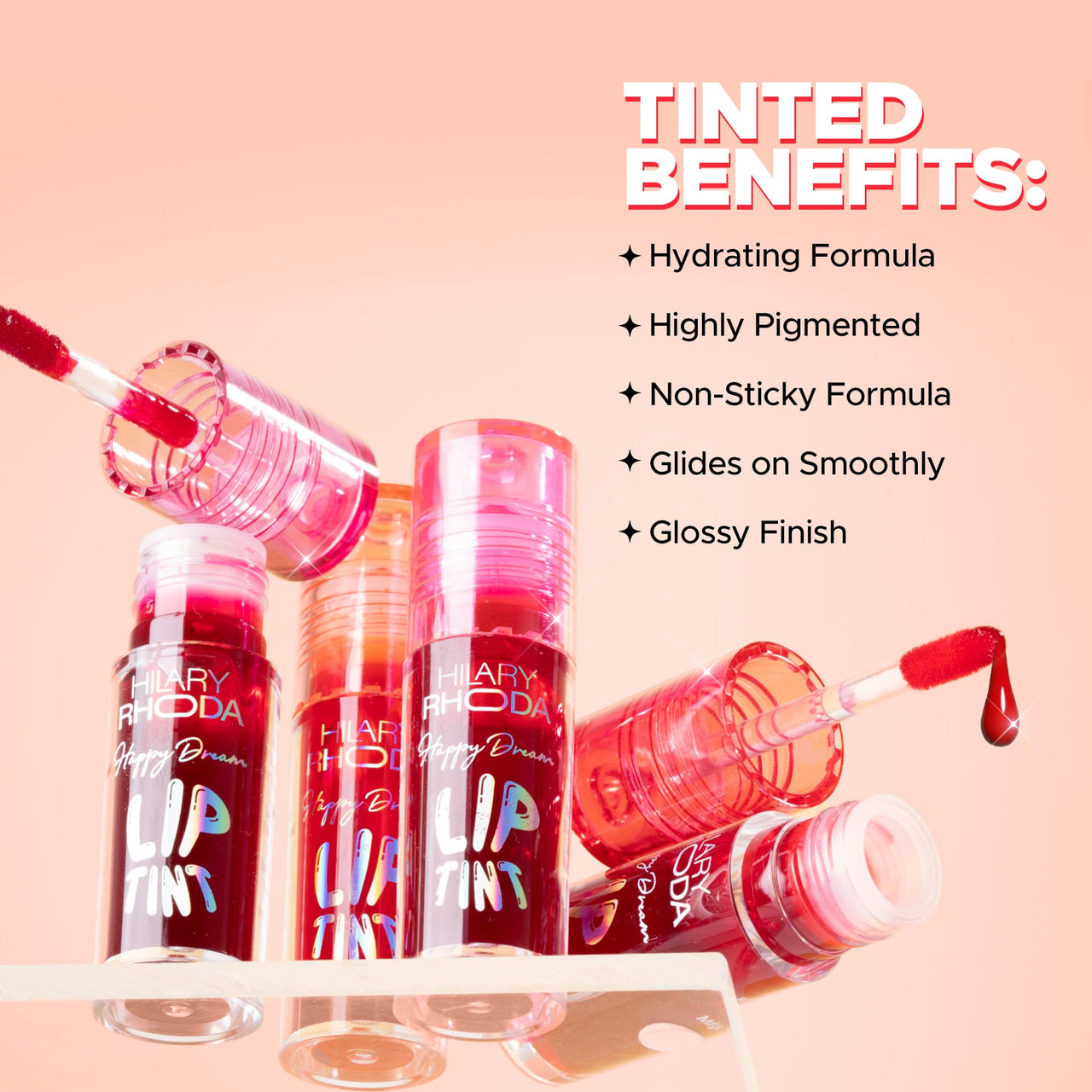 Hilary Rhoda Happy Dream Lip Tint | Hydrating Formula | Infused with Hyaluronic Acid | Cruelty-Free & Glossy Finish | Non-Sticky Formula - 3.7g (Mauve Delight- Shade 03)