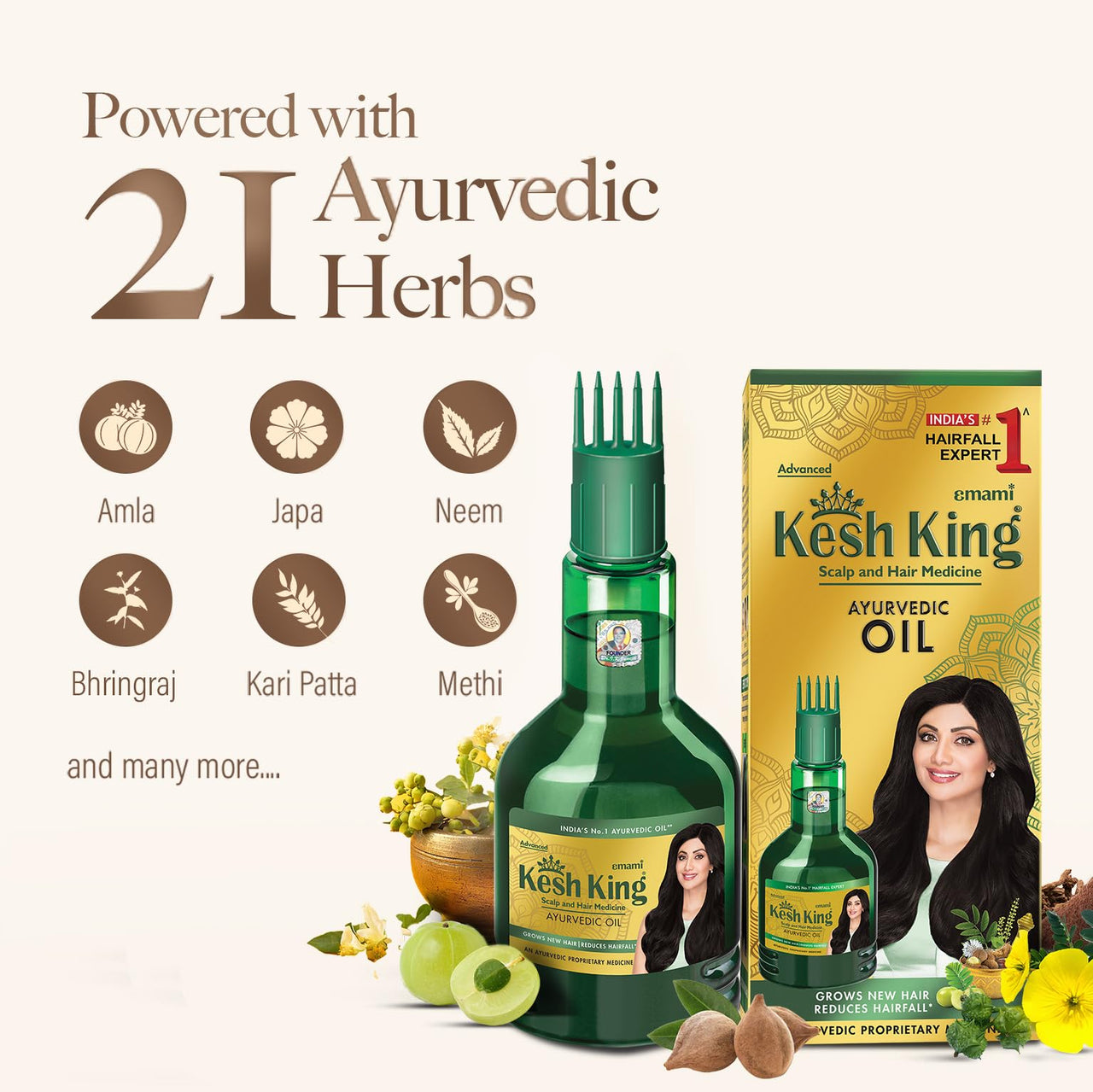 Kesh King Ayurvedic Oil for Hair Fall Control | Reduces Hairfall and Supports New Hair Growth | 21 Ayurvedic Herbs | 100ml