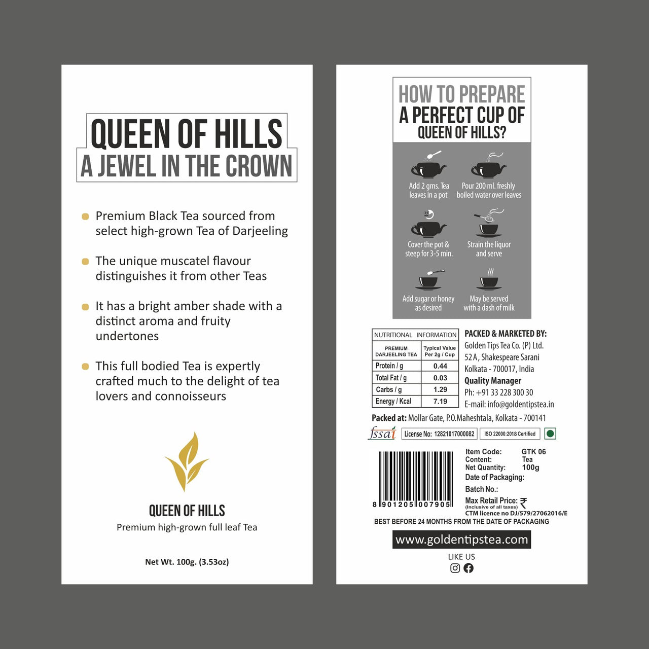 Golden Tips Queen of Hills Loose Leaves Tea (100 gm - 50 cups)