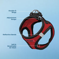 Voyager Step-In Air Dog Harness - All Weather Mesh Step in Vest Harness for Small Dogs by Best Pet Supplies - Red Base, S