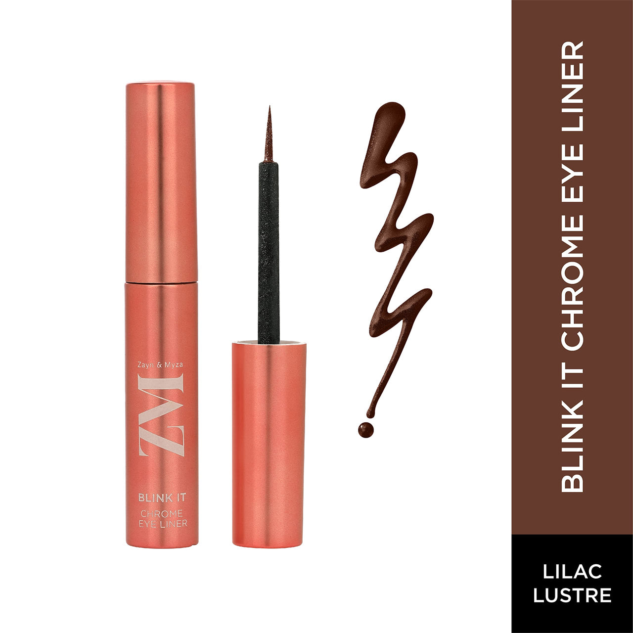 ZM Zayn & Myza Blink It Chrome Eyeliner | Metallic Finish | Smudgeproof, Transfer-proof & Waterproof Formula | Long lasting | Enriched with Rosehip Oil, Lilac Luster - 3.5 G