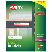 Avery Durable White Cover Up ID Labels for Laser Printers, 0.625