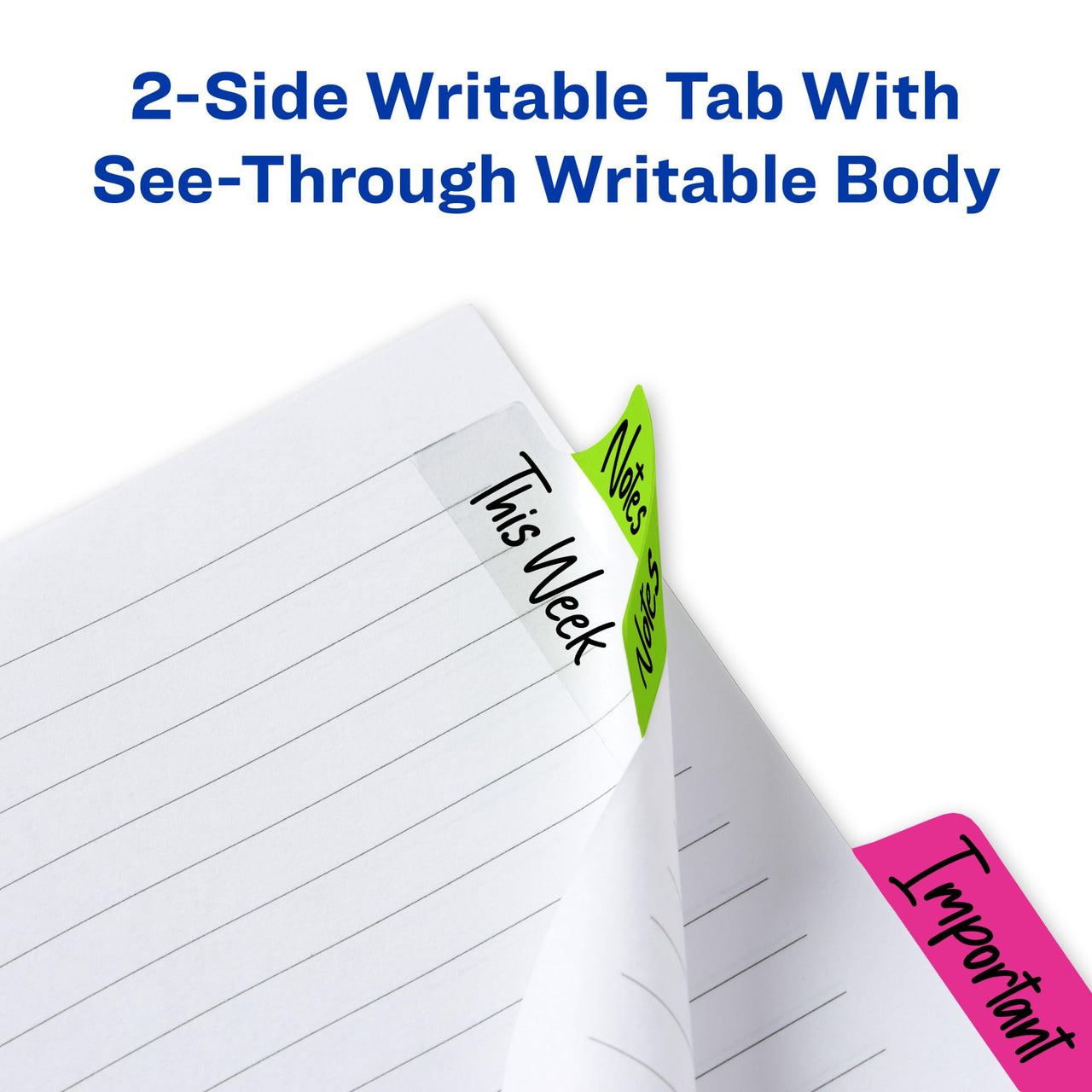 Avery Margin Ultra Tabs, 2.5" x 1", 2-Side Writable, Assorted Neon Colors, 48 Repositionable Page Tabs (74865) 48 tabs