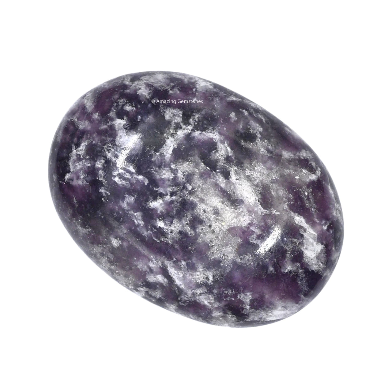 Lepidolite Palm Stone - Pocket Massage Worry Stone for Natural Body Chakra Balancing, Reiki Healing and Crystal Grid Lepidolite