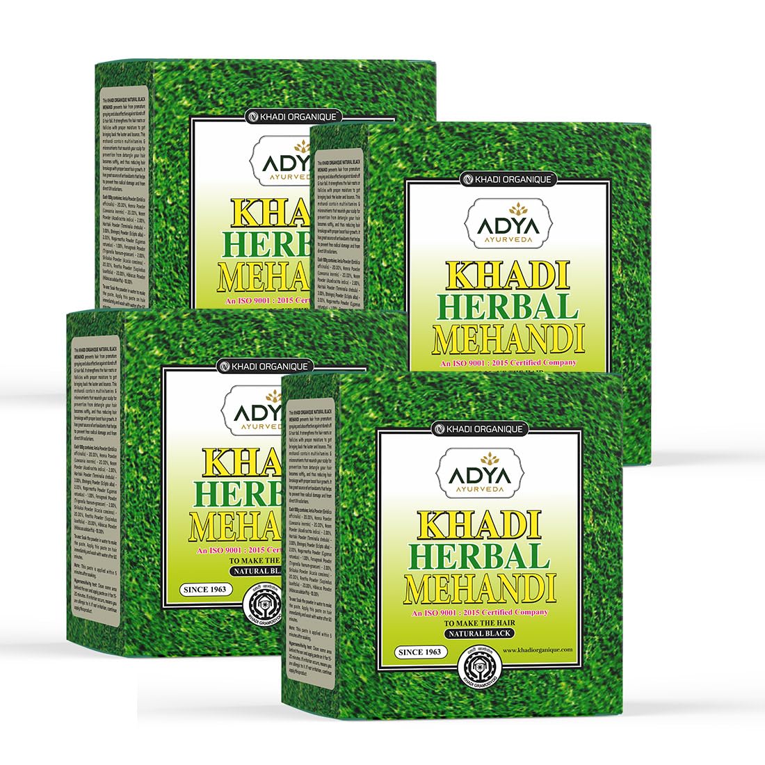 Khadi Organique Ayurvedic Herbal Black Mehndi | Herbal & Natural Hair Colour Powder for Black Hair | Natural Conditioning Pure Black Henna for Men & Women | Free From Harsh Chemicals - 320gm (Pack of 4)