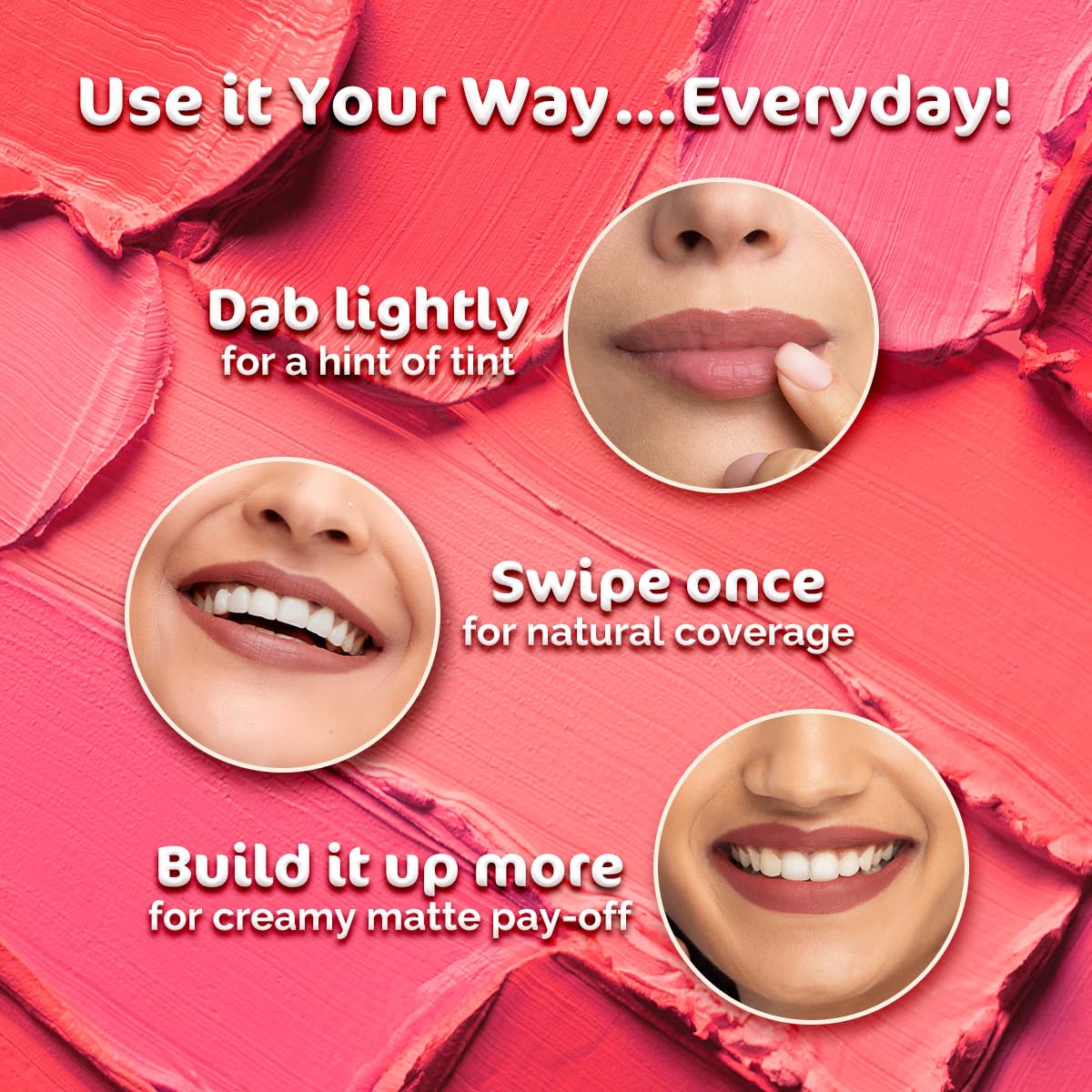 Mamaearth Creamy Matte Long Stay Lipstick with Murumuru Butter and Vitamin E for 8-Hour Long Stay (Flakeproof & Non-Drying | Intense Color Payoff) - 4.2g (Ruby Crush)