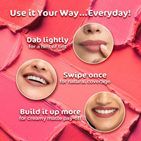 Mamaearth Creamy Matte Long Stay Lipstick with Murumuru Butter and Vitamin E for 8-Hour Long Stay (Flakeproof & Non-Drying | Intense Color Payoff) - 4.2g (Ruby Crush)