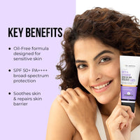 Dr. Sheth's Oats & Ceramide Sunscreen | SPF 50+ PA++++ | Oil-Free Sunscreen For Sensitive Skin | Lightweight & No White Cast | Strengthens Skin Barrier | Sun Protection From UVA/B/IR Rays | Men & Women | 50 g