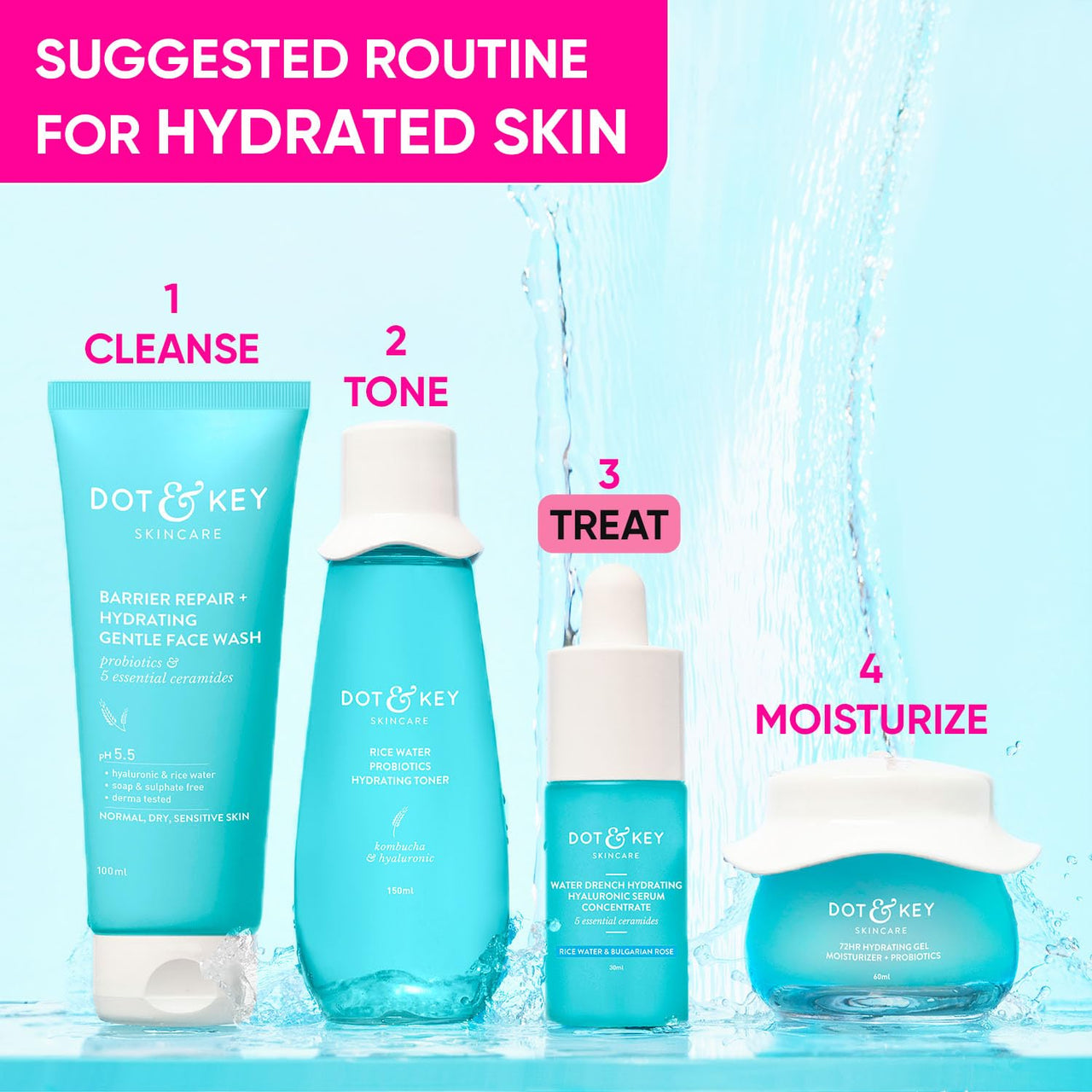 Dot & Key Hydrating Hyaluronic Acid Serum With Vitamin C + E | For Plump, Glowing Skin | Face Serum for Dry Skin, Oily & Normal Skin | With Ceramide & Acai Berry | 30ml