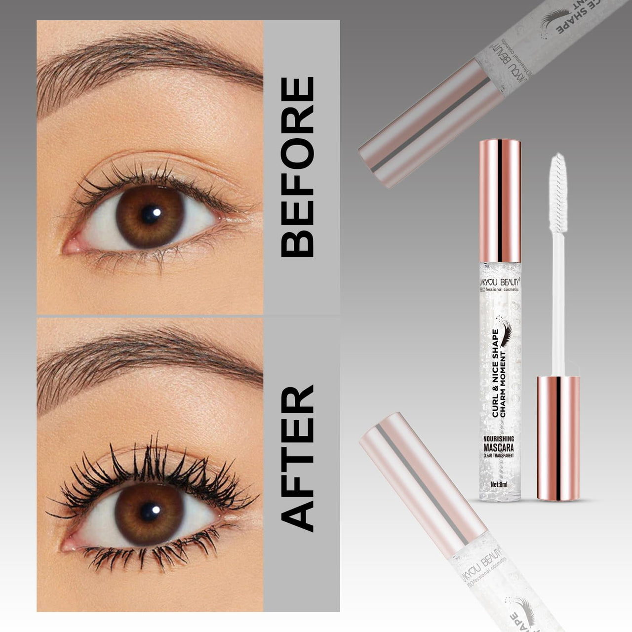 Lakyou Beauty Nourishing Mascara | Curl & Nice Shape | Long-Lasting | Smudge-Proof | Enriched Formula for Healthy Lashes | Pack Of 2