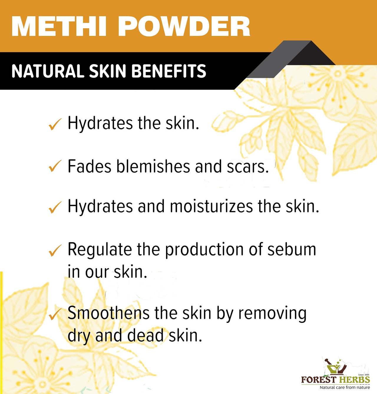 The Forest Herbs Natural Care From Nature 100% Pure Edible Fenugreek Methi Powder 200g For Hair Growth and Skin Care, Eating