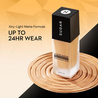 SUGAR Cosmetics Matte Match Transferproof Foundation|Upto 24 Hr Wear|Waterproof|Suits All Skin Types|30Ml (55 Americano, Full, Lotion)