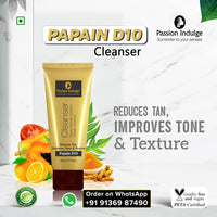 Passion Indulge Natural Papain D10 Cleanser & Rose Water For Makeup Remover 200ml Combo Pack For Tan Removal