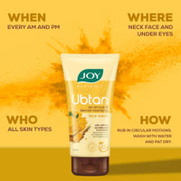 Joy Ubtan Tan Removal Face Wash 150ml x 2 | Detans, Removes Dirt & Blemishes for a Natural Glowing Skin | Enriched With Turmeric, Saffron & Sandalwood | Suitable for All Skin Types