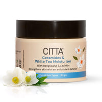 CITTA Ceramides & White Tea Moisturizer for Men & Women | Hydrating Face Moisturizer with Niacinamide for Dry Skin | Daily Use for All Skin Types | Power Blend of Ceramides & White Tea | 50 gm
