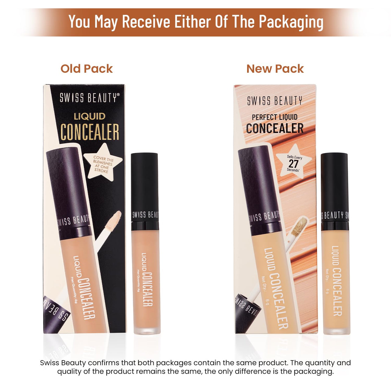 Swiss Beauty Liquid Light Weight Concealer With Full Coverage |Easily Blendable Concealer For Face Makeup With Matte Finish | Shade- Clair Moyen, 6g