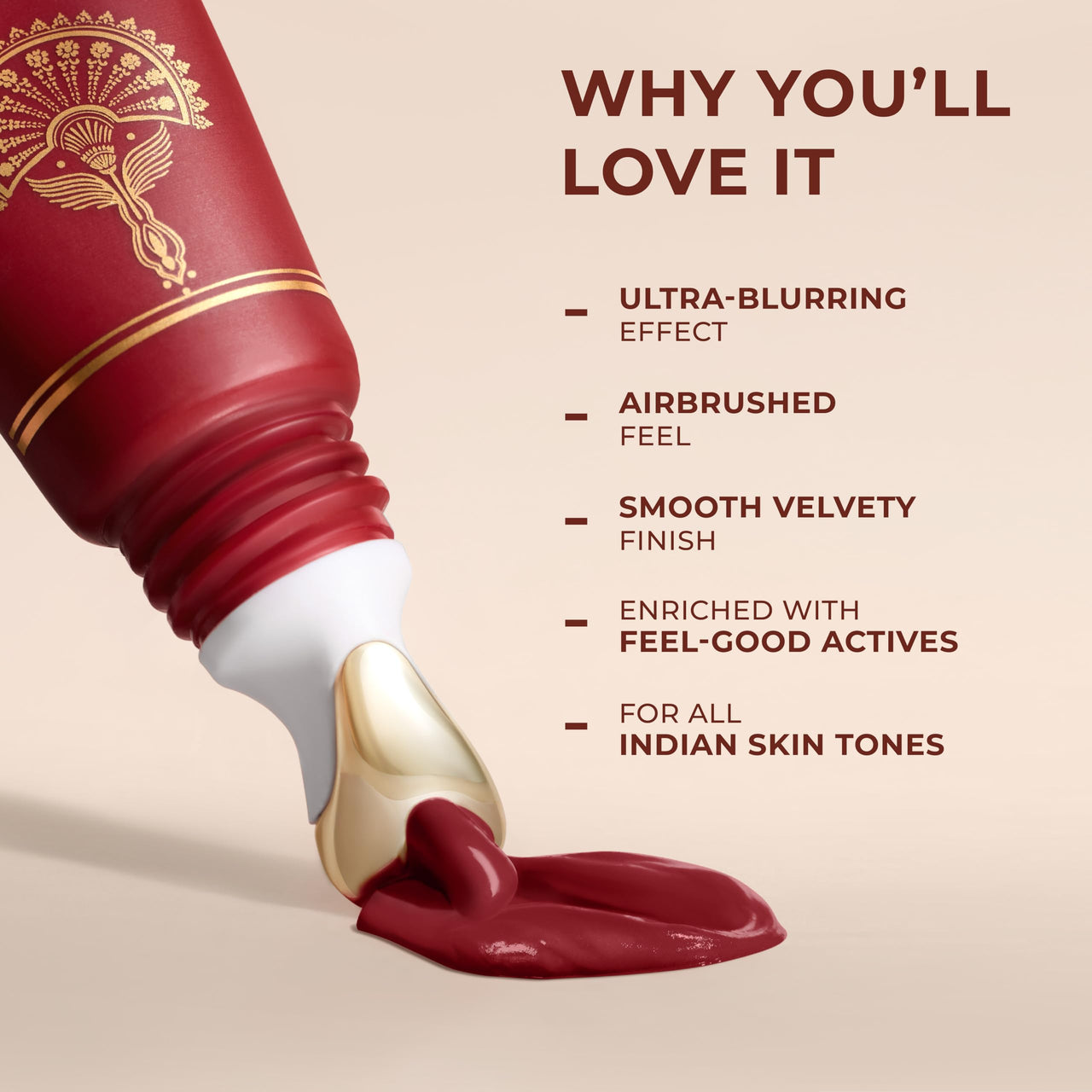 LoveChild Masaba Blurring Lip Tint, Plum Pillow (Maroon), Lightweight, Velvety Matte Finish, Hydrating Lip Color with Hyaluronic Acid, Squalane & Shea Butter, For All Indian Skin Tones, 8ml