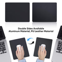 Mouse Pad, Black Premium Hard Metal Aluminum Mousepad, Double Side Waterproof Ultra Smooth Mouse Pad for Fast and Accurate Mouse Control for Office and Gaming, 9.4 x 7.9inch Medium