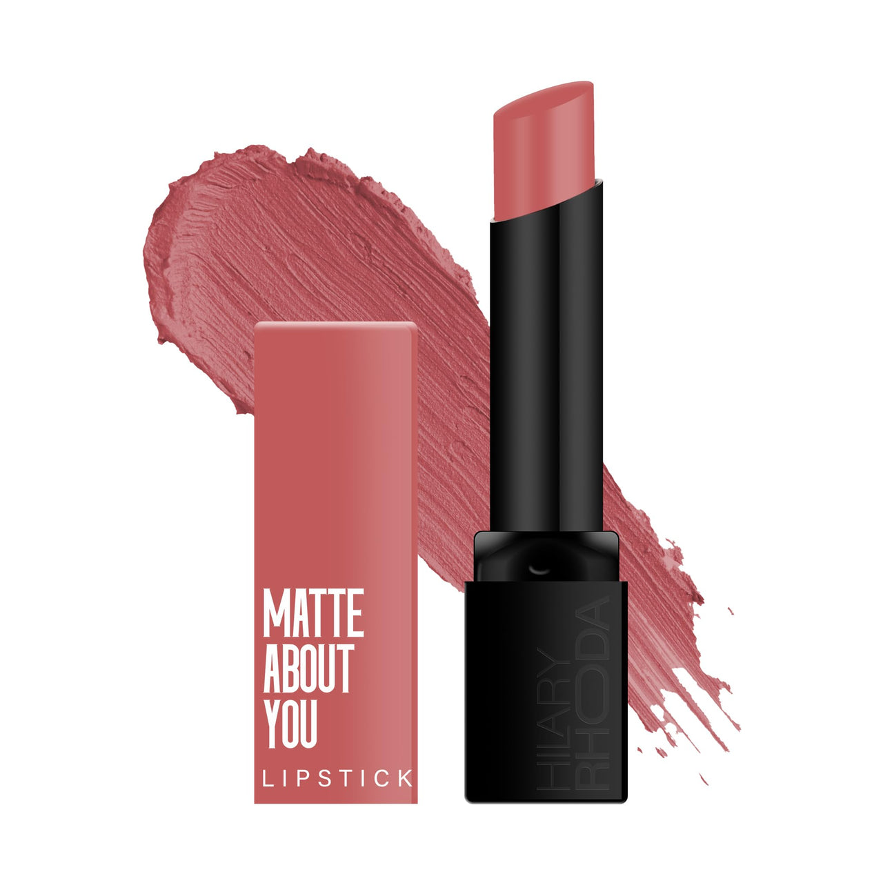 Hilary Rhoda Matte About You Lipstick | Long Lasting & Highly Pigmented Lipstick | Glides Smoothly | Matte Finish | One Stroke Application | Cruelty-Free & Vegan - 3g (Bombshell - Shade 05)