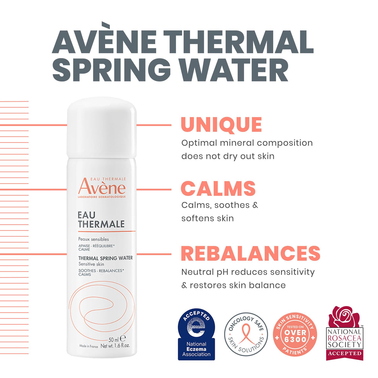 Avene Thermal Spring Water 50ml I Active & Powerful Spring Water I Barrier Repair I Face Mist for all Skin types I Soothes & Hydrates Skin I Sensitive Skin I Dermatologically tested