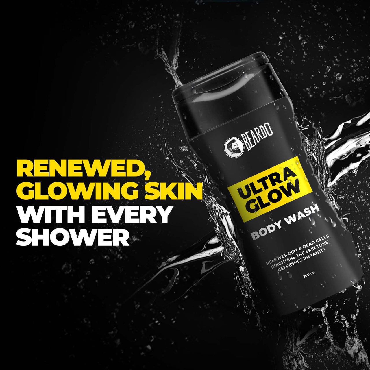 Beardo UltraGlow Body Wash for Men, 200ml | Moisturizes & Hydrates the Skin | Contains Mulberry & Bearberry Extracts for Deep Cleansing & Nourishment | Soft & Smooth Skin