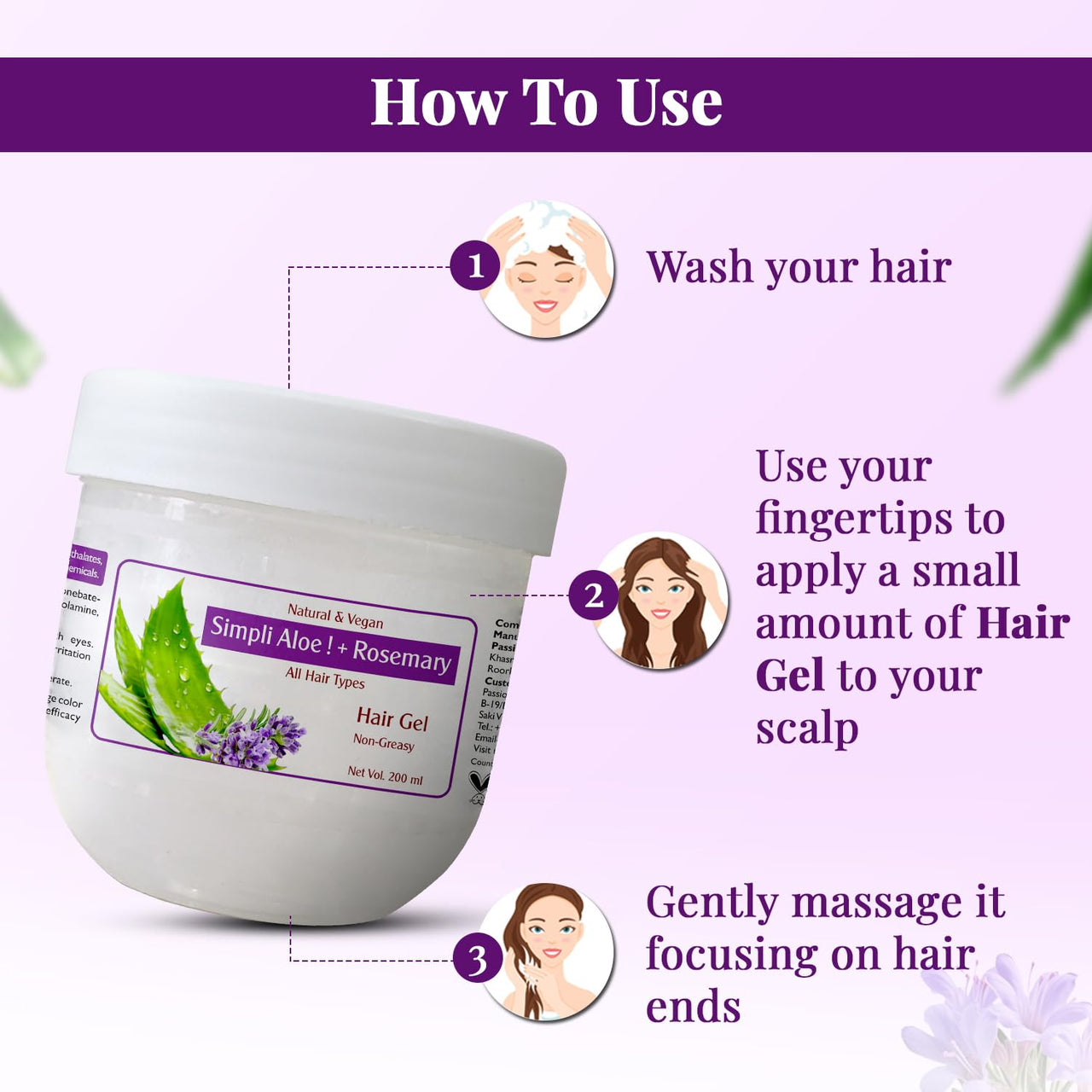 Passion Indulge Simpli Aloe+ Rosemary Hair Gel 200ml | Infused with Aloe Vera & Rosemary Oil for Stronger, Healthier Hair | All Hair Types