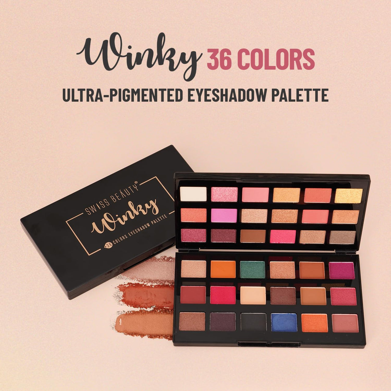Swiss Beauty Winky 36 Color Eyeshadow Palette | Long-lasting | 36 Highly Pigmented Shades | Multicolor-02, 60gm