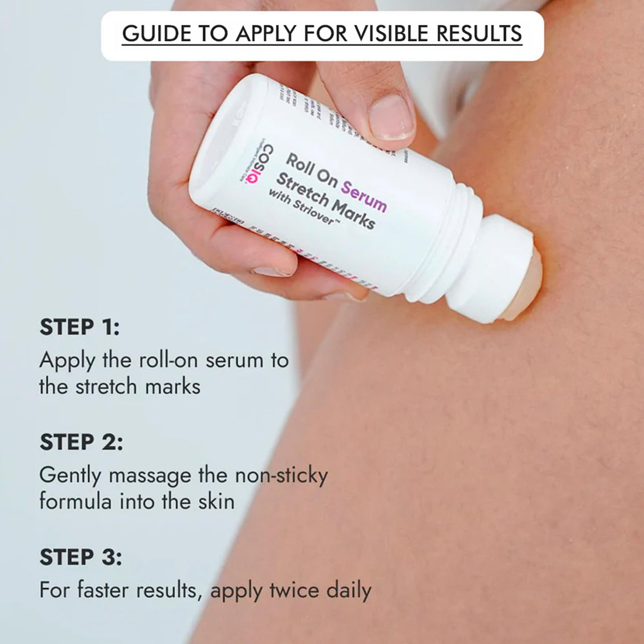 Cos-IQ Stretch Marks Removal Roll-On Serum (Pack of 3 X 40ml Each) | with Striover | Scar Removal | Uneven Skin Tone | All Skin Types | 120ml