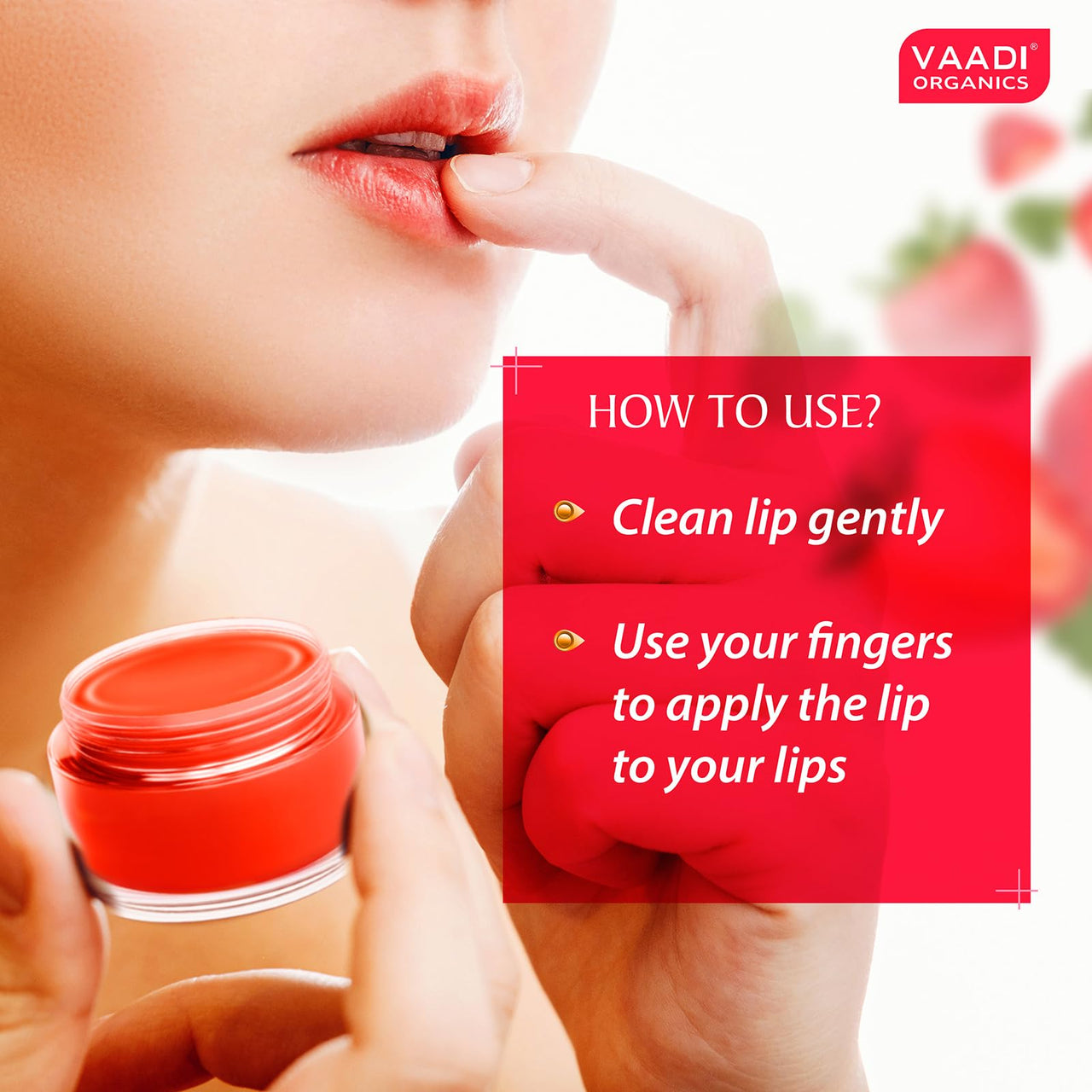 Vaadi Herbals Lip Balm, Strawberry And Honey, 10g (Pack Of 4)