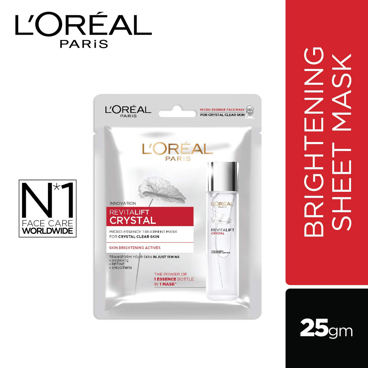 L Oréal Paris Revitalift Serum Sheet Face Mask, F33g & L'Oréal Paris Revitalift Crystal Micro-Essence Sheet Mask, 25g