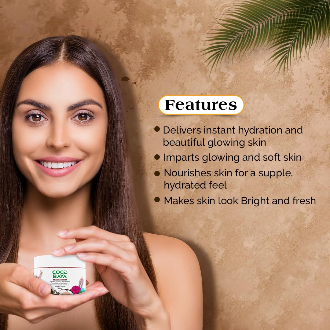 Coco Baya Hydra Boost Moisturizer, Enriched With Rose, Malai, Natural Hyaluronic Acid & Vitamin B3, Moisturizer For All Skin Types, Helps Slow Down Any Signs Of Aging, 50 gm